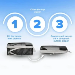 Compression Travel Packing Cubes Set for Luggage Storage and Backpack Organizer, Expandable Mesh Travel Bags, 5-Piece Set for Space Saving and Organizing Clothes