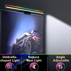 Computer Monitor Light Bar, Smart LED Screen Lamp Anti-Glare e-Reading Eye Caring Desk Lamp Dimmable for Gaming Working