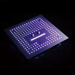 Concealed Rainfall Shower Head 400*400mm LED Light, 16 Inch Ceiling Rainfall Showerhead 304 Stainless Steel, Rain Shower 3 Functions Led Showerhead Square Spa Waterfall Showers Panel