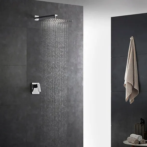 Concealed Shower Faucet Combo Set 12" Shower Head, Shower System Mixer Rough In Valve Rainfall Shower Head, Wall Mounted Tub and Shower Trim Kit Bathroom Bath