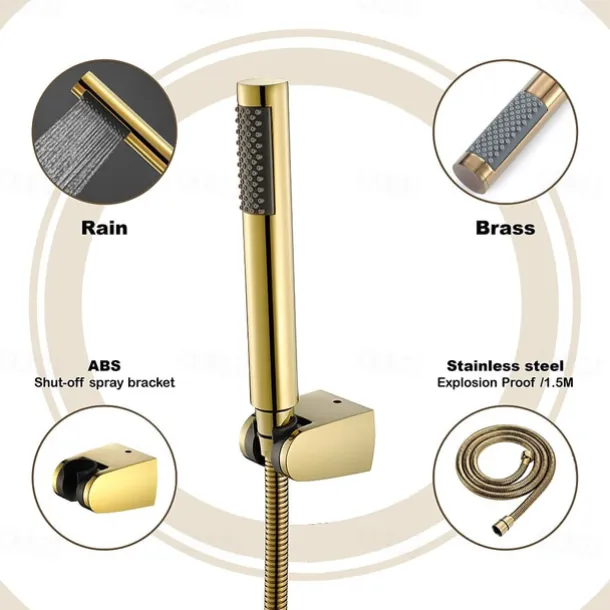 Contemporary Hand Shower Chrome / Brushed / Ti-PVD Feature - Shower, Shower Head / Stainless Steel / Brass / Yes