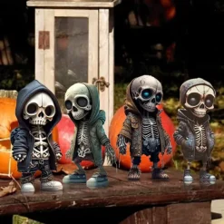 Cool Skeleton Figurines, Halloween Skull Statue Skeleton Doll Resin Crafts Ornaments, Fashion Mini Cool Skeleton Figurines Decor Skeleton Man Resin Statue Doll For Home Office Desk Decor