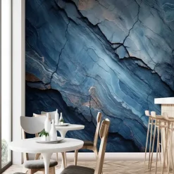 Cool Wallpapers Abstract Marble Blue Wallpaper Wall Mural Wall Covering Sticker Peel and Stick Removable PVC/Vinyl Material Self Adhesive/Adhesive Required Wall Decor for Living Room Kitchen Bathroom