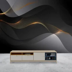 Cool Wallpapers Abstract Black Wallpaper Wall Mural Geometric 3D Home Decoration Comtemporary Abstract Wall Covering, Canvas PVC/Vinyl Material Adhesive required Mural, Room Wallcovering