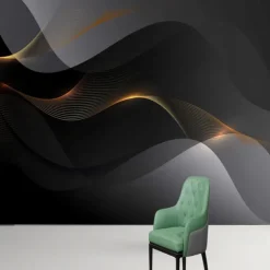 Cool Wallpapers Abstract Black Wallpaper Wall Mural Geometric 3D Home Decoration Comtemporary Abstract Wall Covering, Canvas PVC/Vinyl Material Adhesive required Mural, Room Wallcovering