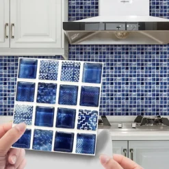 Cool Wallpapers Bathroom Wallpaper 10pcs Mosaic Wall Panel Self Adhesive Tile Sticker Peel and Stick Wallpaper for Home Decor Kitchen Room Waterproof Self-adhesive Wall Decor Wall Mural