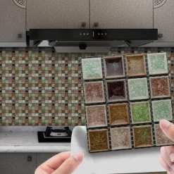 Cool Wallpapers Bathroom Wallpaper 10pcs Mosaic Wall Panel Self Adhesive Tile Sticker Peel and Stick Wallpaper for Home Decor Kitchen Room Waterproof Self-adhesive Wall Decor Wall Mural