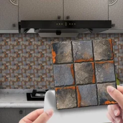 Cool Wallpapers Bathroom Wallpaper 10pcs Mosaic Wall Panel Self Adhesive Tile Sticker Peel and Stick Wallpaper for Home Decor Kitchen Room Waterproof Self-adhesive Wall Decor Wall Mural