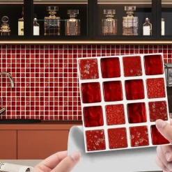 Cool Wallpapers Bathroom Wallpaper 10pcs Mosaic Wall Panel Self Adhesive Tile Sticker Peel and Stick Wallpaper for Home Decor Kitchen Room Waterproof Self-adhesive Wall Decor Wall Mural