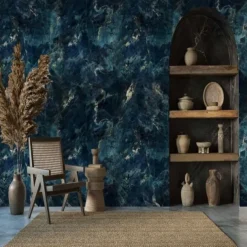 Cool Wallpapers Blue Wallpaper Wall Mural Abstract Marble Wall Covering Sticker Peel and Stick Removable PVC/Vinyl Material Self Adhesive/Adhesive Required Wall Decor for Living Room Kitchen Bathroom