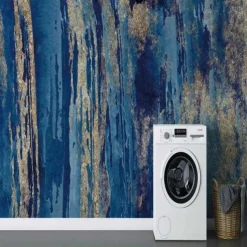 Cool Wallpapers Blue Wallpaper Wall Mural Abstract Marble Wall Covering Sticker Peel and Stick Removable PVC/Vinyl Material Self Adhesive/Adhesive Required Wall Decor for Living Room Kitchen Bathroom