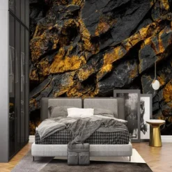 Cool Wallpapers 3D Black Wallpaper Wall Mural Brick Wall Covering Sticker Peel and Stick Removable PVC/Vinyl Material Self Adhesive/Adhesive Required Wall Decor for Living Room Kitchen Bathroom