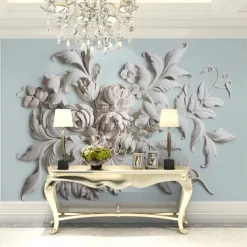 Cool Wallpapers 3D Flower White Wallpaper Wall Mural Wall Covering Sticker Peel and Stick Removable PVC/Vinyl Material Self Adhesive/Adhesive Required Wall Decor for Living Room Kitchen Bathroom