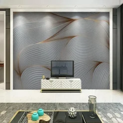 Cool Wallpapers 3D Stripes Wallpaper Wall Mural Plant Wall Covering Sticker Peel and Stick Removable PVC/Vinyl Material Self Adhesive/Adhesive Required Wall Decor for Living Room Kitchen Bathroom