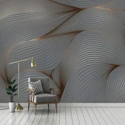 Cool Wallpapers 3D Stripes Wallpaper Wall Mural Plant Wall Covering Sticker Peel and Stick Removable PVC/Vinyl Material Self Adhesive/Adhesive Required Wall Decor for Living Room Kitchen Bathroom