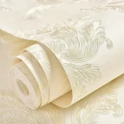 Cool Wallpapers Flower Wallpaper 3D Damask Wall Mural Wall Cover Sticker Film Peel and Stick Removable Self Adhesive Embossed European Damascus Non Woven Home Decoration 300x53cm/118.11''x20.87''