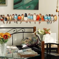 Cool Wallpapers 1Pcs Birds Wall Stickers, Removable 3D Birds Stickers Wallpaper Border, Wall Mural Vinyl Wall Art Decor For Kids Bedroom, Living Room, Nursery Room, 35.4x7.8 Inches