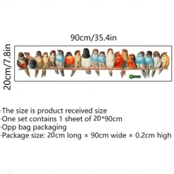 Cool Wallpapers 1Pcs Birds Wall Stickers, Removable 3D Birds Stickers Wallpaper Border, Wall Mural Vinyl Wall Art Decor For Kids Bedroom, Living Room, Nursery Room, 35.4x7.8 Inches