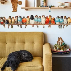 Cool Wallpapers 1Pcs Birds Wall Stickers, Removable 3D Birds Stickers Wallpaper Border, Wall Mural Vinyl Wall Art Decor For Kids Bedroom, Living Room, Nursery Room, 35.4x7.8 Inches