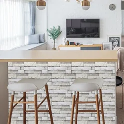 Cool Wallpapers 6pcs Cobblestone Wooden Pattern Wall Panels Wall Mural, Stone Peel Stick Wall Tile Sticker, Kitchen Self-adhesive Wall Decor Waterproof, Room Decor, Home Decor 15x30cm(5.9