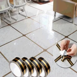 Cool Wallpapers Stripe Wallpaper Border Wall Mural Black Gold Waistline Baseboard Peel and Stick Self Adhesive PVC/Vinyl Modern Waterproof Wall Decal for Room, 0.98"x196.8"