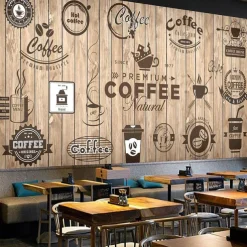 Cool Wallpapers Wall Mural Vintage Wallpaper Wall Sticker Covering Print Peel and Stick Removable Coffee Cafe Graffiti Canvas Home Décor