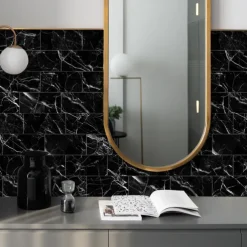 Cool Wallpapers Wall Mural 16pcs Marble Patterned Wallpaper, Waterproof Peel And Stick Wall Covering Sticker Film Home Deco, 4''x8''