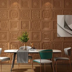 Cool Wallpapers White Foam Wall Mural Wall Panel Peel and Stick Wall Sticker Floral Removable Wall Covering, PVC/Vinyl Material Self adhesive Wallpaper, Room Wallcovering for Home Decoration