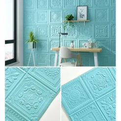 Cool Wallpapers White Foam Wall Mural Wall Panel Peel and Stick Wall Sticker Floral Removable Wall Covering, PVC/Vinyl Material Self adhesive Wallpaper, Room Wallcovering for Home Decoration