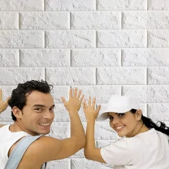 Cool Wallpapers White Foam Wall Mural Wall Panel Peel and Stick Wall Sticker Floral Removable Wall Covering, PVC/Vinyl Material Self adhesive Wallpaper, Room Wallcovering for Home Decoration