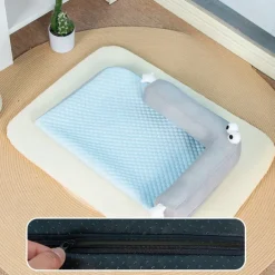 Cooling Dog Bed Pet Cooling Mat with Pillow, Ice Silk Cooling Dog Blanket, Self Cooling Pad for Cat,Dog, Washable Summer Pet Mat for Kennel, Crates, Sofa, Floor