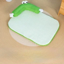 Cooling Dog Bed Pet Cooling Mat with Pillow, Ice Silk Cooling Dog Blanket, Self Cooling Pad for Cat,Dog, Washable Summer Pet Mat for Kennel, Crates, Sofa, Floor