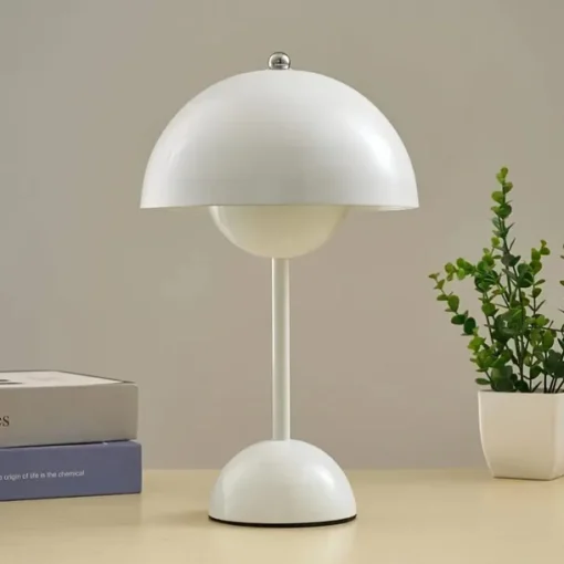 Cordless Touch Table Lamp, Dimmable Mushroom Beside Lamps Tri-Color Temperatures, Battery Operated Desk Lamp for Living Room, Bar and Bedroom, Yellow White Black