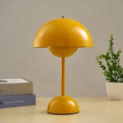 Cordless Touch Table Lamp, Dimmable Mushroom Beside Lamps Tri-Color Temperatures, Battery Operated Desk Lamp for Living Room, Bar and Bedroom, Yellow White Black