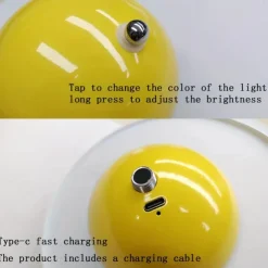 Cordless Touch Table Lamp, Dimmable Mushroom Beside Lamps Tri-Color Temperatures, Battery Operated Desk Lamp for Living Room, Bar and Bedroom, Yellow White Black