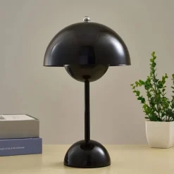 Cordless Touch Table Lamp, Dimmable Mushroom Beside Lamps Tri-Color Temperatures, Battery Operated Desk Lamp for Living Room, Bar and Bedroom, Yellow White Black