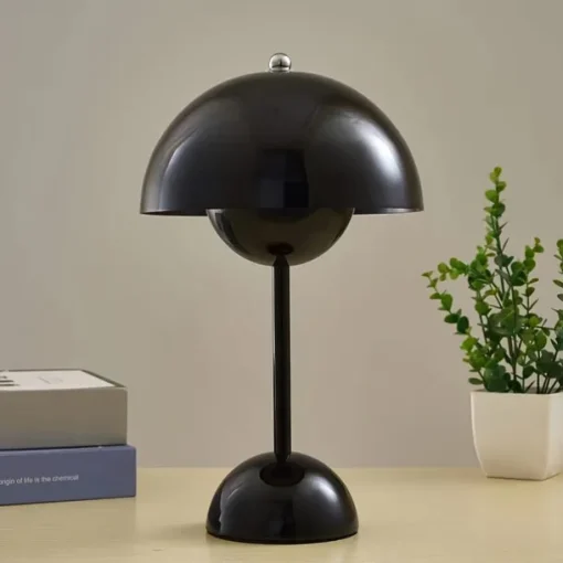 Cordless Touch Table Lamp, Dimmable Mushroom Beside Lamps Tri-Color Temperatures, Battery Operated Desk Lamp for Living Room, Bar and Bedroom, Yellow White Black