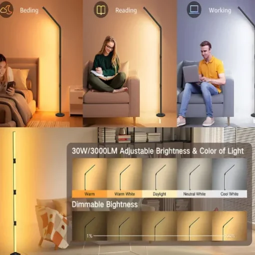 Corner Floor Lamp Smart APP Control LED Corner Lamp Modern Standing Lamp for Living Room Bedroom Gaming Room