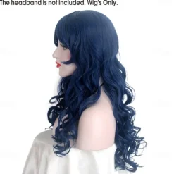 Corpse Bride Anime Cosplay Wigs Long Wave Dark Blue Synthetic Hair Wig Halloween Wigs