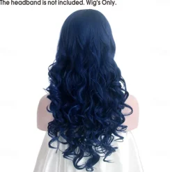 Corpse Bride Anime Cosplay Wigs Long Wave Dark Blue Synthetic Hair Wig Halloween Wigs