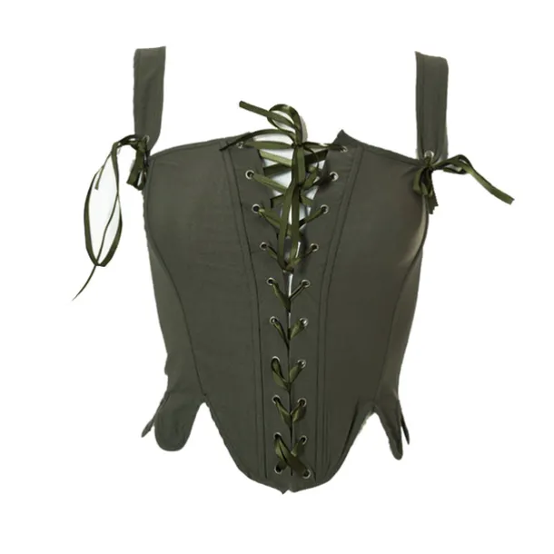 Corset Women's Corset Tops Simple Style Overbust Corset Backless Tummy Control Pure Color Lace Up Prom Party & Evening Club Spring Summer Army Green Khaki Home Outfits