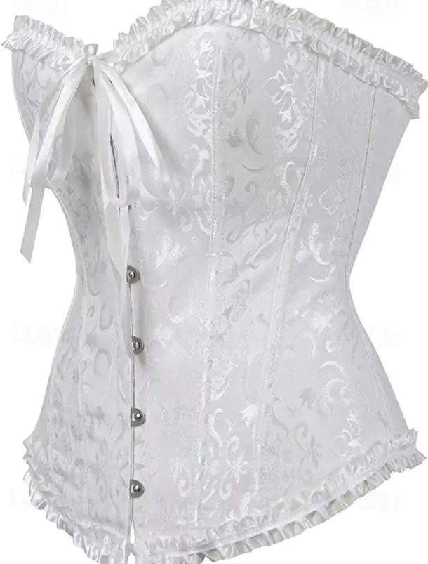 Corset Women's Plus Size Corsets Corsets Country Sexy Lady Sweetheart Tummy Control Push Up Jacquard Jacquard Abstract Flower Hook & Eye Lace Up Nylon / Cotton Wedding Special