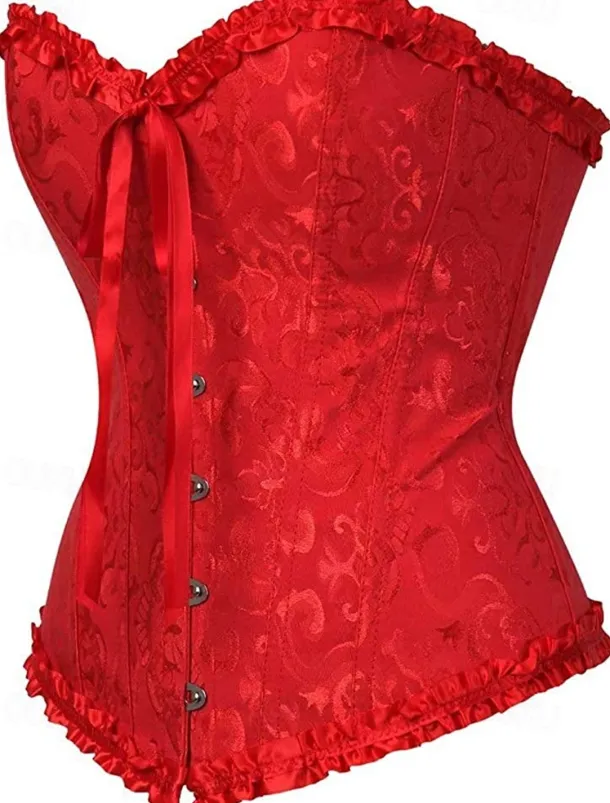 Corset Women's Plus Size Corsets Corsets Country Sexy Lady Sweetheart Tummy Control Push Up Jacquard Jacquard Abstract Flower Hook & Eye Lace Up Nylon / Cotton Wedding Special