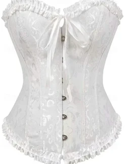 Corset Women's Plus Size Corsets Corsets Country Sexy Lady Sweetheart Tummy Control Push Up Jacquard Jacquard Abstract Flower Hook & Eye Lace Up Nylon / Cotton Wedding Special