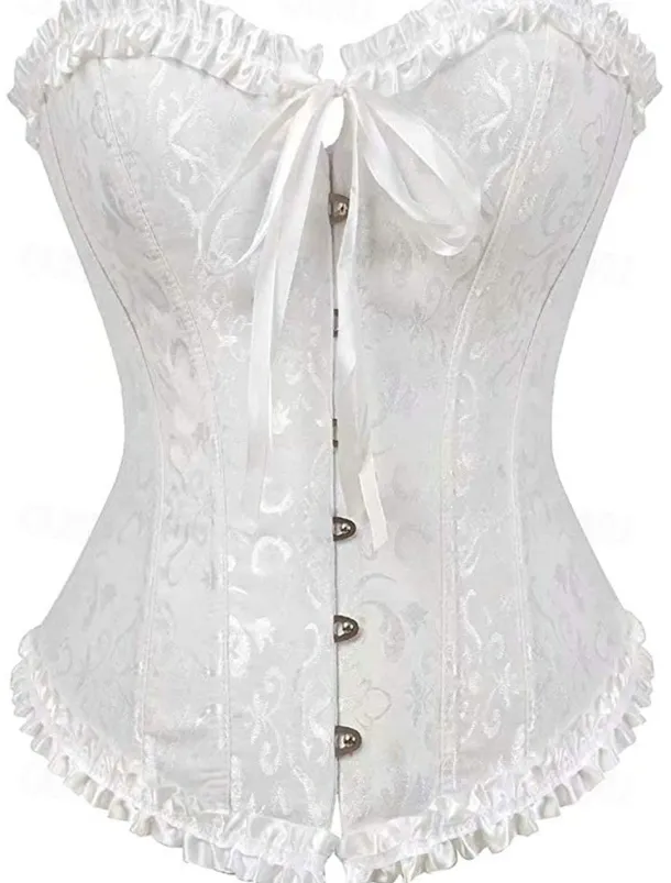 Corset Women's Plus Size Corsets Corsets Country Sexy Lady Sweetheart Tummy Control Push Up Jacquard Jacquard Abstract Flower Hook & Eye Lace Up Nylon / Cotton Wedding Special