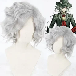 Cosplay Wig Cosplay Wig Edmond Dantes Gankutsuou Fate / Stay Night Curly Cosplay Asymmetrical Wig Short Grey Synthetic Hair 14 inch Men's Anime Cosplay Gray Halloween Wigs