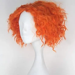 Cosplay Alice's Adventures in Wonderland Mad Hatter Cosplay Wigs All Middle Part 12 inch Heat Resistant Fiber Curly Dry Shiny Orange Teen Adults' Anime Wig Halloween Wigs