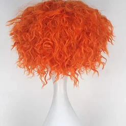 Cosplay Alice's Adventures in Wonderland Mad Hatter Cosplay Wigs All Middle Part 12 inch Heat Resistant Fiber Curly Dry Shiny Orange Teen Adults' Anime Wig Halloween Wigs