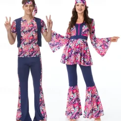 Cosplay Cosplay Costume Halloween Group Couples Costumes Abba Costume Adults' Men's Women's Retro Vintage 1970s Halloween Carnival Masquerade Easy Carnival Costume