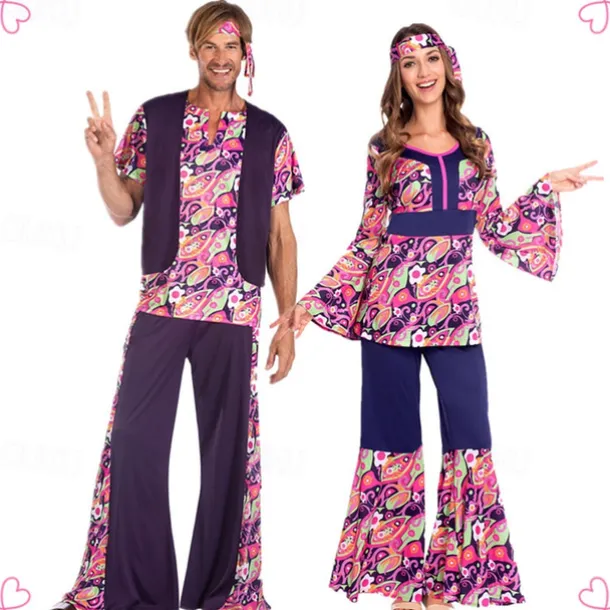 Cosplay Cosplay Costume Halloween Group Couples Costumes Abba Costume Adults' Men's Women's Retro Vintage 1970s Halloween Carnival Masquerade Easy Carnival Costume